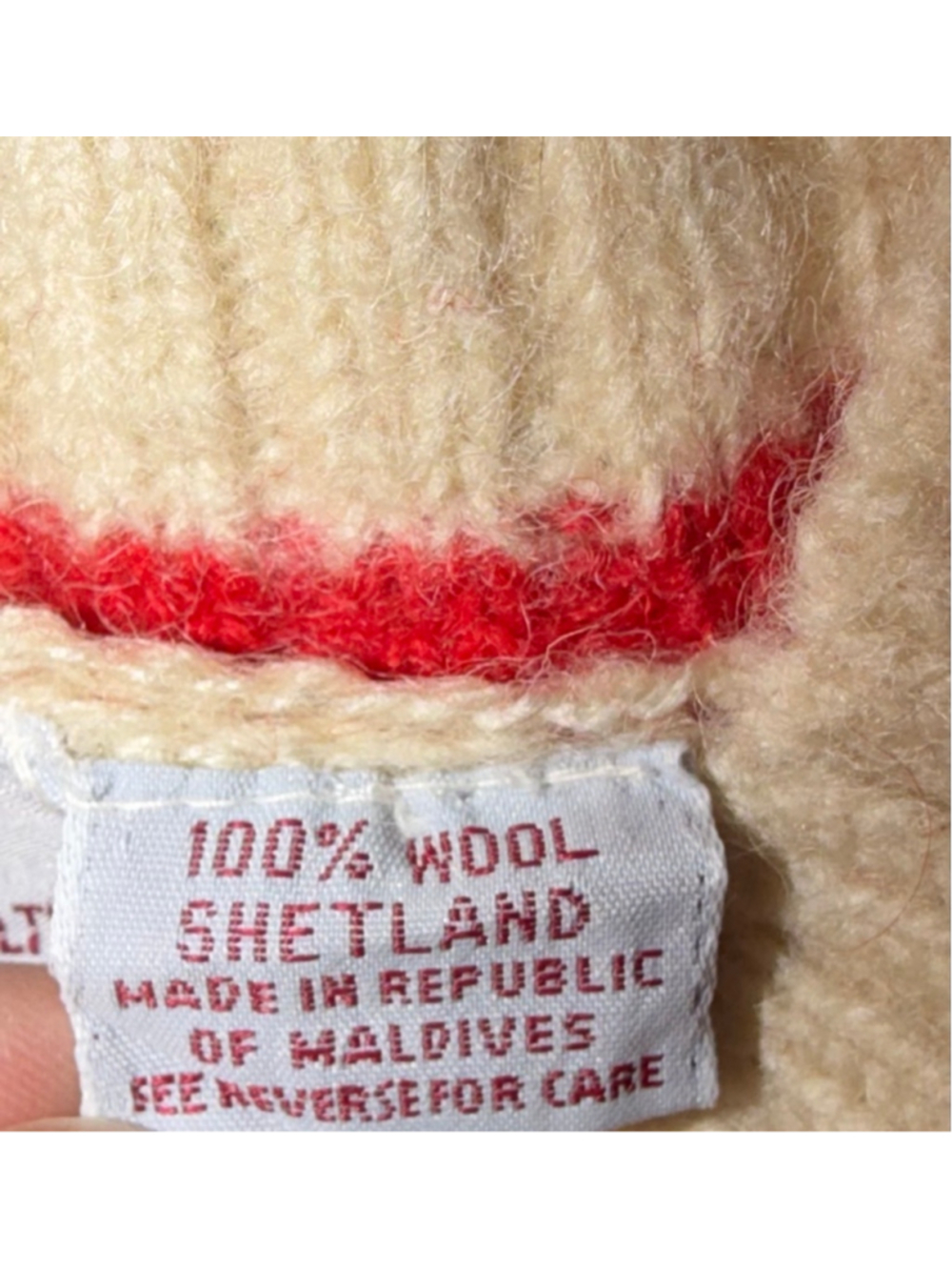 Jade Youth Girl Wool Shetland Apple Sweater Cream Cottagecore Retro VTG Novelty - Picture 5 of 9